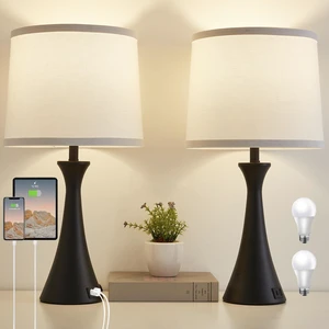 Touch Table Lamps Set of 2, 21" Bedside Lamps with USB C+A 3 Way Dimmable Nightstand Lamps with Linen Shades, 2 LED Bulbs Included, Touch Lamp for Living Room, Bedroom and End Tables Touch Table Lamps Set of 2, 21" Bedside Lamps with USB C+A 3 Way Dimmable Nightstand Lamps with Linen Shades, 2 LED Bulbs Included, Touch Lamp for Living Room, Bedroom and End Tables