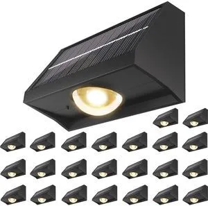 Solar Fence Lights Outdoor Waterproof Warm & Cool White & RGB24Pack Black High Brightness LED Spot Lens, 7 Mode Solar Lights for Outside, Backyard, Railing, Step, Patio, Wall and Home Improvement Solar Fence Lights Outdoor Waterproof Warm & Cool White & RGB24Pack Black High Brightness LED Spot Lens, 7 Mode Solar Lights for Outside, Backyard, Railing, Step, Patio, Wall and Home Improvement