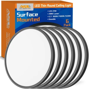 Led Flush Mount Ceiling Light, 6 Pack 24W 12inch Round Led Surface Mount Light, Close to Ceiling Light Fixtures for Bedroom, Bathroom, Laundry Room, Kitchen Led Flush Mount Ceiling Light, 6 Pack 24W 12inch Round Led Surface Mount Light, Close to Ceiling Light Fixtures for Bedroom, Bathroom, Laundry Room, Kitchen