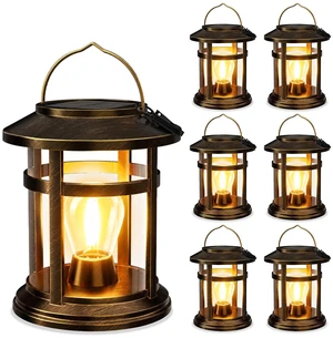 Solar Lantern Outdoor Waterproof, 6 Pack Bright Hanging Solar Lights for Outside Decorative, Upgraded Solar Powered Lanterns LED Lighting for Garden Patio Porch Decor Gifts (Antique Copper) Solar Lantern Outdoor Waterproof, 6 Pack Bright Hanging Solar Lights for Outside Decorative, Upgraded Solar Powered Lanterns LED Lighting for Garden Patio Porch Decor Gifts (Antique Copper)