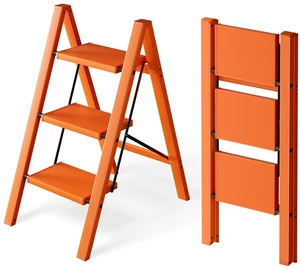 Aluminum Step Stool Foldable,3 Step Ladder (Orange) Lightweight Portable step ladder with Anti-Slip Wide Pedal,330lbs Capacity Ladder for Household,Office,Kitchen Aluminum Step Stool Foldable,3 Step Ladder (Orange) Lightweight Portable step ladder with Anti-Slip Wide Pedal,330lbs Capacity Ladder for Household,Office,Kitchen