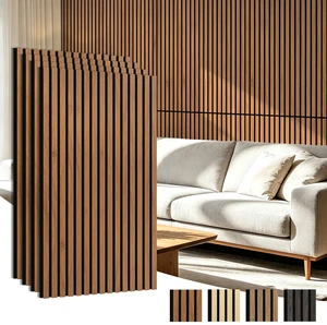 47 x 23.6 Inch Acoustic Wood Slat Design Wall Panels, 4-Pack, Walnut Lightweight, Noise Reduction, Crack Resistant, Sustainable, Easy Installation, for Office, Living Room, Bedroom Wall Decor 47 x 23.6 Inch Acoustic Wood Slat Design Wall Panels, 4-Pack, Walnut Lightweight, Noise Reduction, Crack Resistant, Sustainable, Easy Installation, for Office, Living Room, Bedroom Wall Decor