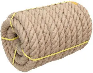 Natural Jute Rope, 2 inch × 50FT - Heavy Duty, Swing, Tug of War, Nautical & Hammock Rope Natural Jute Rope, 2 inch × 50FT - Heavy Duty, Swing, Tug of War, Nautical & Hammock Rope
