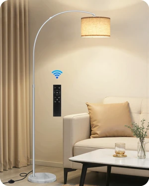 75" Silver Arc Floor Lamp with Marble Base and Adjustable Height, Rotating Hanging Shade, Dimmable Floor Lamp for Living Room with Remote and Foot Switch, 3CCT, Beige and Silver SE15LD05N1 75" Silver Arc Floor Lamp with Marble Base and Adjustable Height, Rotating Hanging Shade, Dimmable Floor Lamp for Living Room with Remote and Foot Switch, 3CCT, Beige and Silver SE15LD05N1