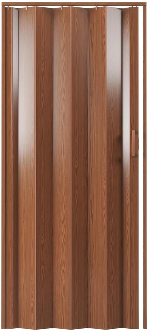 Studio Series 36" x 80" PVC Foldable Accordion Door, Walnut Trimmable PVC panels, flexible single-layer design, space-saving interior door, room divider, easy installation Studio Series 36" x 80" PVC Foldable Accordion Door, Walnut Trimmable PVC panels, flexible single-layer design, space-saving interior door, room divider, easy installation