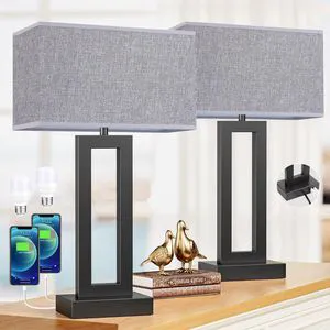 22" Tall Living Room Lamps for Night Stands - Touch Bedside Lamp with USB C+A, 3 Way Dimmable Bedroom Lamps for End Tables Set of 2, Modern Night Stand Lamps for Bed Side(Grey&Black) 22" Tall Living Room Lamps for Night Stands - Touch Bedside Lamp with USB C+A, 3 Way Dimmable Bedroom Lamps for End Tables Set of 2, Modern Night Stand Lamps for Bed Side(Grey&Black)