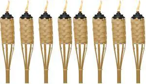 Bamboo Torches 8-Pack Weather-Resistant Outdoor Décor with Easy-Pour Wide-Mouth Canister Refill for Patio, Garden, Backyard, and Parties, 57-Inch Citronella Torches Bamboo Torches 8-Pack Weather-Resistant Outdoor Décor with Easy-Pour Wide-Mouth Canister Refill for Patio, Garden, Backyard, and Parties, 57-Inch Citronella Torches