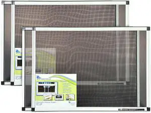 Expandable Window Screen, 20 H × 2854 W Horizontal, 2-Pack 2Way Adjustable Window Screen, Flame Resistant Fiberglass Mesh, Durable Aluminum Frame with Built-In Weatherstrip Expandable Window Screen, 20 H × 2854 W Horizontal, 2-Pack 2Way Adjustable Window Screen, Flame Resistant Fiberglass Mesh, Durable Aluminum Frame with Built-In Weatherstrip