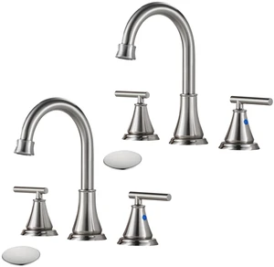 Widespread Bathroom Faucet 3 Hole, Brushed Nickel Faucet with Pop-up Drain Multi-Certified Reliable Faucet with Detachable Faucet Aerator Widely Fits 6-16 inch 3-hole sinks Widespread Bathroom Faucet 3 Hole, Brushed Nickel Faucet with Pop-up Drain Multi-Certified Reliable Faucet with Detachable Faucet Aerator Widely Fits 6-16 inch 3-hole sinks