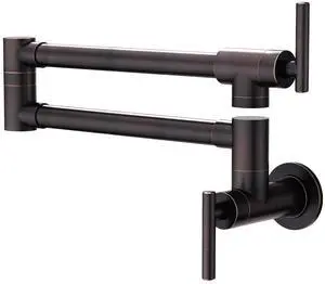 Pot Filler Oil Rubbed Bronze Kitchen Stove Faucet 26.6 inch Pot Filler Faucet Wall Mount with Double Joint Swing Arm Two Handles NPT Pot Filler Oil Rubbed Bronze Kitchen Stove Faucet 26.6 inch Pot Filler Faucet Wall Mount with Double Joint Swing Arm Two Handles NPT
