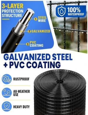 Black PVC Vinyl Coated Wire Mesh Hardware Cloth 1/2 in 24x50 19 Gauge, Welded Wire Fencing Chicken Wire Mesh Roll Cage Wire Netting Black PVC Vinyl Coated Wire Mesh Hardware Cloth 1/2 in 24x50 19 Gauge, Welded Wire Fencing Chicken Wire Mesh Roll Cage Wire Netting