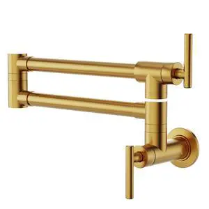 Pot Filler Brushed Gold Kitchen Stove Faucet 26.6 inch Pot Filler Faucet Wall Mount with Double Joint Swing Arm Two Handles NPT Pot Filler Brushed Gold Kitchen Stove Faucet 26.6 inch Pot Filler Faucet Wall Mount with Double Joint Swing Arm Two Handles NPT