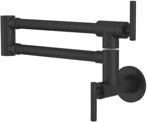 Pot Filler Matte Black Kitchen Stove Faucet 26.6 inch Pot Filler Faucet Wall Mount with Double Joint Swing Arm Two Handles NPT Pot Filler Matte Black Kitchen Stove Faucet 26.6 inch Pot Filler Faucet Wall Mount with Double Joint Swing Arm Two Handles NPT