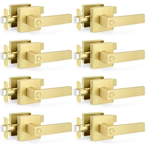8 Pack Gold Door Handles Interior Bedroom Door Lock, Privacy Keyless Door Knobs with Lock, Heavy Duty Zinc Alloy Door Lockset for Bedrooms Bathrooms, Reversible for Left & Right Handled Doors 8 Pack Gold Door Handles Interior Bedroom Door Lock, Privacy Keyless Door Knobs with Lock, Heavy Duty Zinc Alloy Door Lockset for Bedrooms Bathrooms, Reversible for Left & Right Handled Doors