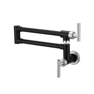 Pot Filler Black and Nickel Kitchen Stove Faucet 26.6 inch Pot Filler Faucet Wall Mount with Double Joint Swing Arm Two Handles NPT Pot Filler Black and Nickel Kitchen Stove Faucet 26.6 inch Pot Filler Faucet Wall Mount with Double Joint Swing Arm Two Handles NPT