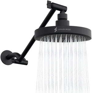 6" Round Rain Shower Head with 11" Shower Arm Shower Head & Extension Arm Combo, Height Adjustable, High Pressure Performance, Easy 1-Minute Installation, Black Matte 6" Round Rain Shower Head with 11" Shower Arm Shower Head & Extension Arm Combo, Height Adjustable, High Pressure Performance, Easy 1-Minute Installation, Black Matte