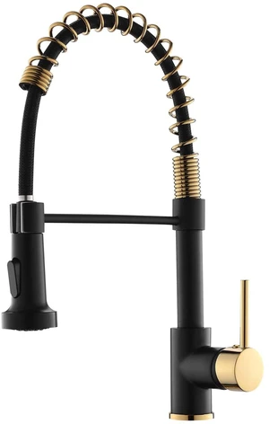 Black and Gold Kitchen Faucet with Pull Down Sprayer,Single Handle Spring Sink Faucets,Dual Function Spray & Stream,360° Rotation,16" Height,for Farmhouse, RV, Camper, Laundry, Bar Black and Gold Kitchen Faucet with Pull Down Sprayer,Single Handle Spring Sink Faucets,Dual Function Spray & Stream,360° Rotation,16" Height,for Farmhouse, RV, Camper, Laundry, Bar