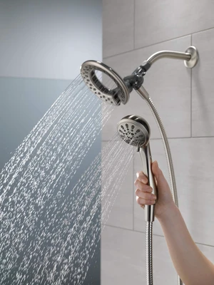 4-Setting In2ition 2-in-1 Dual Shower Head with HandHeld Spray, Brushed Nickel Detachable Shower Head with Hose, Showerhead, 1.75 GPM Flow Rate, SpotShield Nickel 75486CSN 4-Setting In2ition 2-in-1 Dual Shower Head with HandHeld Spray, Brushed Nickel Detachable Shower Head with Hose, Showerhead, 1.75 GPM Flow Rate, SpotShield Nickel 75486CSN