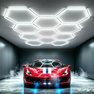 Hexagon LED Garage Light, 322W 6500K Super Bright Honeycomb Ceiling Light, Easy Install DIY Hex Light for Workshop Warehouse Gym Auto Detailing Commercial Exhibition Hall (11 Grids) Hexagon LED Garage Light, 322W 6500K Super Bright Honeycomb Ceiling Light, Easy Install DIY Hex Light for Workshop Warehouse Gym Auto Detailing Commercial Exhibition Hall (11 Grids)