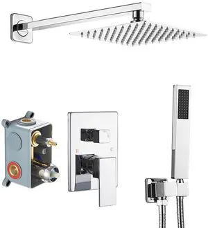 Shower System with High Pressure Rainfall Shower Head, Handheld Shower head and Shower Faucet Trim Kit, Rain Mixer Shower Set Wall Mounted ChromeValve Include Shower System with High Pressure Rainfall Shower Head, Handheld Shower head and Shower Faucet Trim Kit, Rain Mixer Shower Set Wall Mounted ChromeValve Include