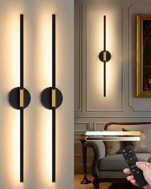 24" Battery Operated Wall Sconce Set of 2, 350° Rotating Lamp, Black Gold Wireless, 8000mAh Rechargeable Battery, Stepless Dimming, 3000K-6000K, Remote & Touch Control, Timer, Living Room, Bedroom 24" Battery Operated Wall Sconce Set of 2, 350° Rotating Lamp, Black Gold Wireless, 8000mAh Rechargeable Battery, Stepless Dimming, 3000K-6000K, Remote & Touch Control, Timer, Living Room, Bedroom
