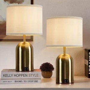 Touch Control Table Lamps Set of 2, Gold Bedside Lamps for Bedroom 18" Modern Dimmable Desk Lamp for Nightstand Living Room Office, with 2 USB Charging Ports, Bulbs Included Touch Control Table Lamps Set of 2, Gold Bedside Lamps for Bedroom 18" Modern Dimmable Desk Lamp for Nightstand Living Room Office, with 2 USB Charging Ports, Bulbs Included