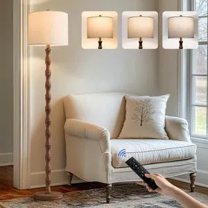 62" Rustic Farmhouse Floor Lamp with Remote & Dimmable 9W Bulb, 3 Color Temperatures Tall Resin Standing Lamp, Retro Floor Lamp for Living Room, Bedroom, Office, Nursery, Reading Nock 62" Rustic Farmhouse Floor Lamp with Remote & Dimmable 9W Bulb, 3 Color Temperatures Tall Resin Standing Lamp, Retro Floor Lamp for Living Room, Bedroom, Office, Nursery, Reading Nock