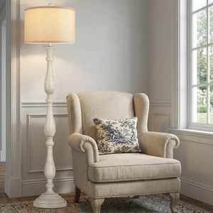 Vintage Floor Lamp for Living Room, Rustic Farmhouse Standing Lamp with Rotary Switch and Linen Shade, Retro Resin Floor Lamp for Bedroom, Corner, Dining Room, House Decor, White Vintage Floor Lamp for Living Room, Rustic Farmhouse Standing Lamp with Rotary Switch and Linen Shade, Retro Resin Floor Lamp for Bedroom, Corner, Dining Room, House Decor, White