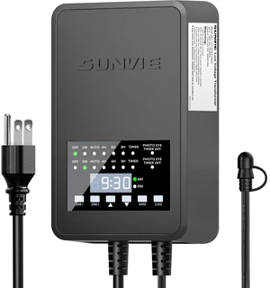200W Low Voltage Landscape Transformer with 2 Independent Control Output Landscape Lighting Transformer with Timer and Photocell Sensor 120V AC to 12/14V AC Weatherproof Low Voltage Transformer 200W Low Voltage Landscape Transformer with 2 Independent Control Output Landscape Lighting Transformer with Timer and Photocell Sensor 120V AC to 12/14V AC Weatherproof Low Voltage Transformer
