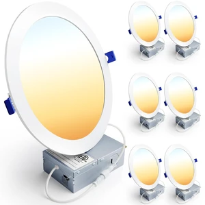 6 Pack 8 Inch LED Recessed Light, Canless, 5CCT Dimmable Wafer 5%-100% Dimmable, 2700K-5000K Selectable, 1600LM 18W 120V, IC & Damp Rated, 50000h Life Span, ETL & FCC & UL Certified 6 Pack 8 Inch LED Recessed Light, Canless, 5CCT Dimmable Wafer 5%-100% Dimmable, 2700K-5000K Selectable, 1600LM 18W 120V, IC & Damp Rated, 50000h Life Span, ETL & FCC & UL Certified