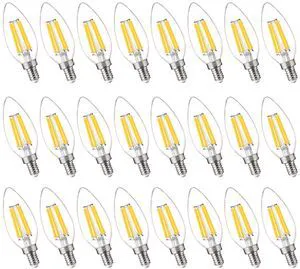 100W Equivalent Candelabra LED Bulbs 5000K Daylight, Dimmable LED Chandelier Light Bulbs for Dining Room, Living Room, Porch, 800LM, E12 Base, 24 Pack UL,CA65 Listed 100W Equivalent Candelabra LED Bulbs 5000K Daylight, Dimmable LED Chandelier Light Bulbs for Dining Room, Living Room, Porch, 800LM, E12 Base, 24 Pack UL,CA65 Listed