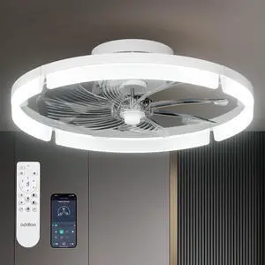 20" Ceiling Fans with Lights and Remote, Low Profile Fandelier 3000-6000K Dimmable LED, 6 Speeds, Reversible DC Motor, App Control, Memory Function, Timer, Flush Mount, Quiet Operation 20" Ceiling Fans with Lights and Remote, Low Profile Fandelier 3000-6000K Dimmable LED, 6 Speeds, Reversible DC Motor, App Control, Memory Function, Timer, Flush Mount, Quiet Operation