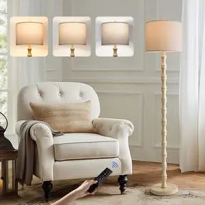 62" Rustic Farmhouse Floor Lamp Antique White with Remote & Dimmable 9W Bulb, 3 Color Temperatures Resin Standing Lamp, Retro Tall Lamp for Living Room, Bedroom, Nursery, Office, Reading Nook 62" Rustic Farmhouse Floor Lamp Antique White with Remote & Dimmable 9W Bulb, 3 Color Temperatures Resin Standing Lamp, Retro Tall Lamp for Living Room, Bedroom, Nursery, Office, Reading Nook