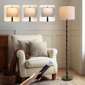 62" Rustic Farmhouse Floor Lamp Dark Brown with Remote & Dimmable 9W Bulb, 3 Color Temperatures Resin Standing Lamp, Retro Tall Lamp for Living Room, Bedroom, Nursery, Office, Reading Nook 62" Rustic Farmhouse Floor Lamp Dark Brown with Remote & Dimmable 9W Bulb, 3 Color Temperatures Resin Standing Lamp, Retro Tall Lamp for Living Room, Bedroom, Nursery, Office, Reading Nook