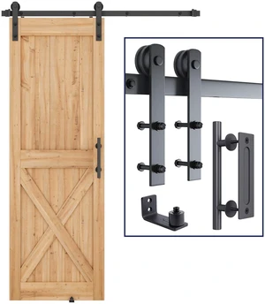5 FT Heavy Duty Sturdy Sliding Barn Door Hardware Kit, Black (Whole Set Includes 1x Pull Handle Set & 1x Floor Guide) Fit 28''-30" Wide Door Panel (I Shape Hanger) 5 FT Heavy Duty Sturdy Sliding Barn Door Hardware Kit, Black (Whole Set Includes 1x Pull Handle Set & 1x Floor Guide) Fit 28''-30" Wide Door Panel (I Shape Hanger)