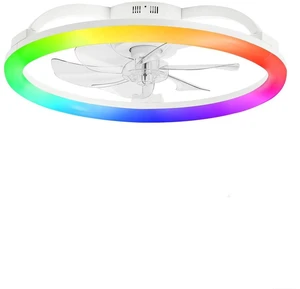 23" Ceiling Fans with Lights and Remote for Bedroom, White RGB Low Profile Fan Light, 3000K-6000K Stepless Dimmable, 6 Speed, Reversible DC Motor, APP & Remote Control, Low Noice 23" Ceiling Fans with Lights and Remote for Bedroom, White RGB Low Profile Fan Light, 3000K-6000K Stepless Dimmable, 6 Speed, Reversible DC Motor, APP & Remote Control, Low Noice