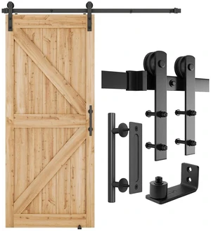 6 FT Heavy Duty Sturdy Sliding Barn Door Hardware Kit, Black (Whole Set Includes 1x Pull Handle Set & 1x Floor Guide) Fit 34''-36" Wide Door Panel (I Shape Hanger) 6 FT Heavy Duty Sturdy Sliding Barn Door Hardware Kit, Black (Whole Set Includes 1x Pull Handle Set & 1x Floor Guide) Fit 34''-36" Wide Door Panel (I Shape Hanger)
