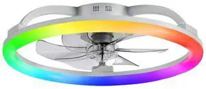 23" Ceiling Fans with Lights and Remote for Bedroom, Grey RGB Low Profile Fan Light, 3000K-6000K Stepless Dimmable, 6 Speed, Reversible DC Motor, APP & Remote Control, Low Noice 23" Ceiling Fans with Lights and Remote for Bedroom, Grey RGB Low Profile Fan Light, 3000K-6000K Stepless Dimmable, 6 Speed, Reversible DC Motor, APP & Remote Control, Low Noice