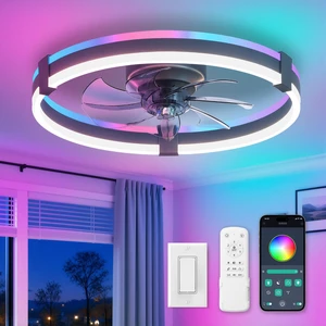 20" RGB Low Profile Ceiling Fans with Lights and Remote, Grey Custom RGB+3CCT Dimmable, 6 Speeds, Remote/App Control, Reversible DC Motor, Memory, Timer, Modern Fandelier for Kids/Bedroom 20" RGB Low Profile Ceiling Fans with Lights and Remote, Grey Custom RGB+3CCT Dimmable, 6 Speeds, Remote/App Control, Reversible DC Motor, Memory, Timer, Modern Fandelier for Kids/Bedroom