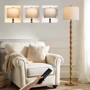 62" Rustic Farmhouse Floor Lamp Antique Gold with Remote & Dimmable 9W Bulb, 3 Color Temperatures Resin Standing Lamp, Retro Tall Lamp for Living Room, Bedroom, Nursery, Office, Reading Nook 62" Rustic Farmhouse Floor Lamp Antique Gold with Remote & Dimmable 9W Bulb, 3 Color Temperatures Resin Standing Lamp, Retro Tall Lamp for Living Room, Bedroom, Nursery, Office, Reading Nook