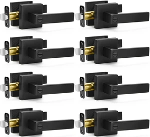 8 Pack Privacy Door Handles Square Door Levers, Keyless Interior Door Knobs Matte Black Door Levers Heavy Duty Door Locks for Bedroom Bathroom, Flat Levers Reversible for Left Right Handed Doors 8 Pack Privacy Door Handles Square Door Levers, Keyless Interior Door Knobs Matte Black Door Levers Heavy Duty Door Locks for Bedroom Bathroom, Flat Levers Reversible for Left Right Handed Doors