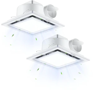 Bathroom Exhaust Fan with Light 10" 140CFM, 1000LM, 2Pcs 5CCT Exhaust Fan Mounting Opening 8"x8" Bathroom Fan with Light Ceiling Mount for Home, Bath, Office Bathroom Exhaust Fan with Light 10" 140CFM, 1000LM, 2Pcs 5CCT Exhaust Fan Mounting Opening 8"x8" Bathroom Fan with Light Ceiling Mount for Home, Bath, Office