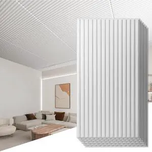 Fluted Slat 3D Wall Panels, Drop Ceiling Tiles, 6-Pack, White 24" x 48", Lightweight, Break-Proof, Compatible with Grid System, Ideal for Home, Commercial Spaces Fluted Slat 3D Wall Panels, Drop Ceiling Tiles, 6-Pack, White 24" x 48", Lightweight, Break-Proof, Compatible with Grid System, Ideal for Home, Commercial Spaces
