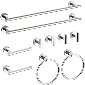 Chrome Bathroom Hardware Set 10 Piece with Towel Racks for Bathroom, SUS304 Stainless Steel Bath Towel Bar Set, 24 Inch Wall Mounted Accessories Kit Chrome Bathroom Hardware Set 10 Piece with Towel Racks for Bathroom, SUS304 Stainless Steel Bath Towel Bar Set, 24 Inch Wall Mounted Accessories Kit