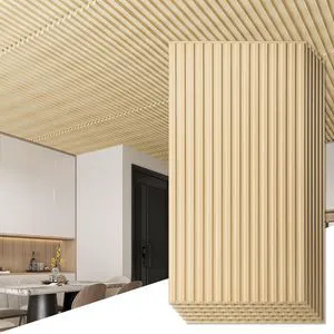 Fluted Slat 3D Wall Panels, Drop Ceiling Tiles, 6-Pack, Oak 24" x 48", Lightweight, Break-Proof, Compatible with Grid System, Ideal for Home, Commercial Spaces Fluted Slat 3D Wall Panels, Drop Ceiling Tiles, 6-Pack, Oak 24" x 48", Lightweight, Break-Proof, Compatible with Grid System, Ideal for Home, Commercial Spaces
