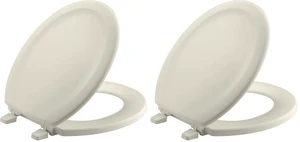 4648-47 Stonewood Round Toilet Seat, Wood Seat for Standard Round Toilets, Lid with Color-Matched Plastic Hinges, Almond (Pack of 2) 4648-47 Stonewood Round Toilet Seat, Wood Seat for Standard Round Toilets, Lid with Color-Matched Plastic Hinges, Almond (Pack of 2)