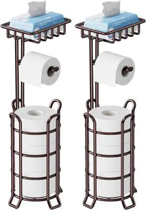 Toilet Paper Holder Upgraded Toilet Paper Stand with 4 Raised Feet Metal Free Standing Tissue Paper Roll Dispenser with Storage Shelf Sturdy Bathroom Accessories (Bronze) (Pack of 2) Toilet Paper Holder Upgraded Toilet Paper Stand with 4 Raised Feet Metal Free Standing Tissue Paper Roll Dispenser with Storage Shelf Sturdy Bathroom Accessories (Bronze) (Pack of 2)