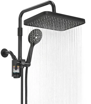 12 Inch Shower Head with Filters Rain Shower Head with Handheld Spray Combo Filtered Shower Heads with Handheld,High Pressure Rainfall Dual Showerhead,Adjust Height and Angle of Extension Arm,Black 12 Inch Shower Head with Filters Rain Shower Head with Handheld Spray Combo Filtered Shower Heads with Handheld,High Pressure Rainfall Dual Showerhead,Adjust Height and Angle of Extension Arm,Black