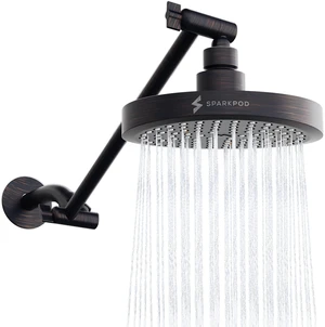 6" Round Rain Shower Head with 11" Shower Arm Shower Head & Extension Arm Combo, Height Adjustable, High Pressure Performance, Easy 1-Minute Installation,Oil-Rubbed Bronze 6" Round Rain Shower Head with 11" Shower Arm Shower Head & Extension Arm Combo, Height Adjustable, High Pressure Performance, Easy 1-Minute Installation,Oil-Rubbed Bronze