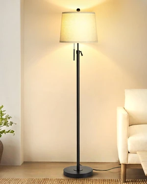 Floor Lamps for Living Room, Black Floor Lamp Adjustable Height Standing Lamp, Dimmable Modern Tall Floor Lamp for Bedroom Office with Beige Linen Shade, 8W 3000K Bulb Included Floor Lamps for Living Room, Black Floor Lamp Adjustable Height Standing Lamp, Dimmable Modern Tall Floor Lamp for Bedroom Office with Beige Linen Shade, 8W 3000K Bulb Included